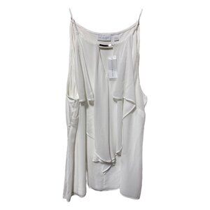 New York & Company‎ White Tank top with sheer ruffles on front